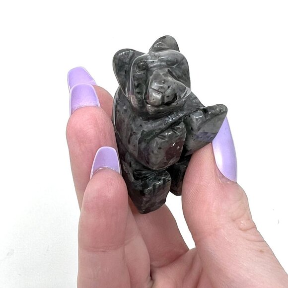 Larvikite Bear Carving Flashy high quality natural healing crystal carving stone - Picture 3 of 5